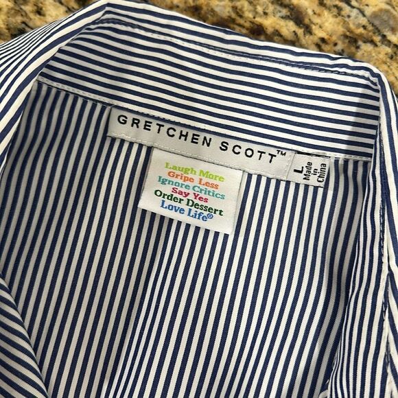 Gretchen Scott Button Front Cotton Blend Ruffle Cuff Shirt Size M And L - Picture 11 of 14